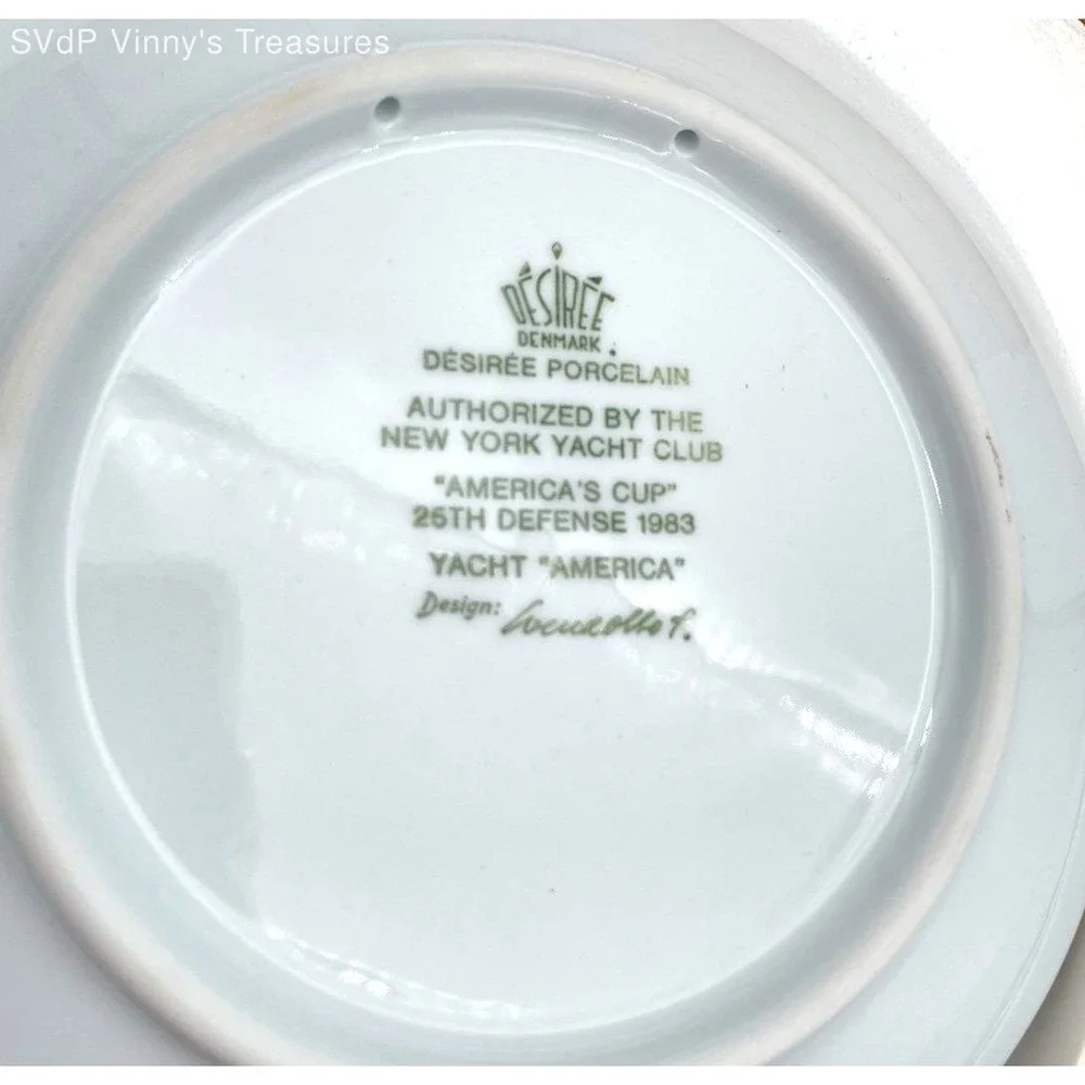 Desiree Denmark America's Cup 1983 Yacht America Porcelain Plate Boxed COA